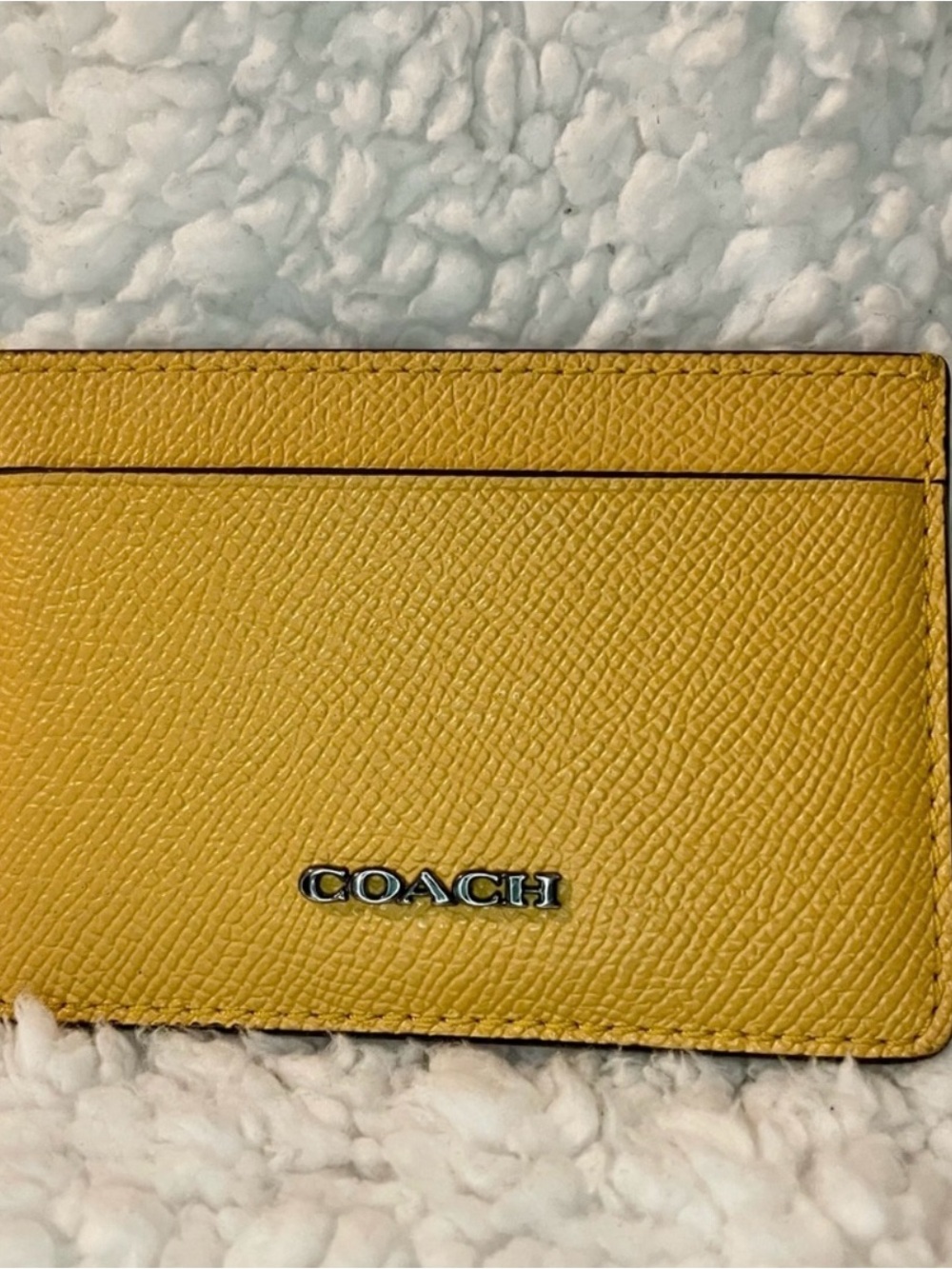Coach Mustard Yellow Textured Leather Card Case